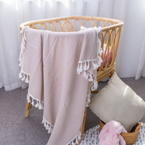 Light weight gorgeous tassels cotton baby wrap swaddle blanket
