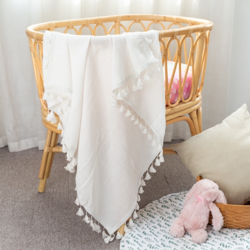 Custom muslin tassels blanket lightweight for babies