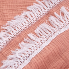 Peach swaddle blanket with tassels for newborn photography