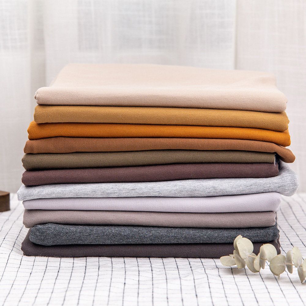 210gsm medium weight soft and pretty color 4 way stretch french terry 100 cotton knitted fabric for sweatshirt