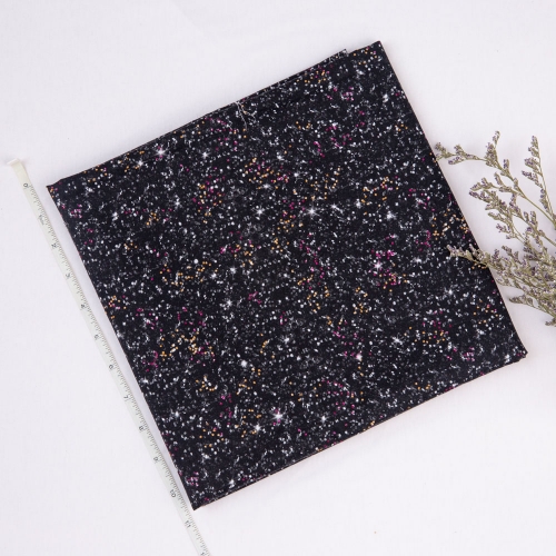 China printer black glitter pattern 145gsm lightweight 100% organic cotton digital printed quilting fabric for baby