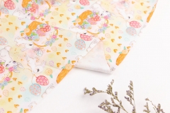 Vibrant and bright color cartoon rabbit digital printed twill pure cotton custom fabric for babies