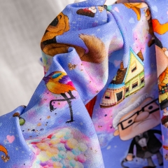 High quality fashion cartoon custom cotton lycra digital printing fabric for kids