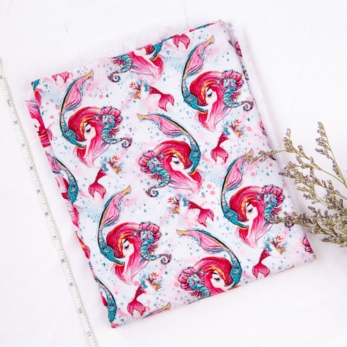 Lovely mermaid pattern textile pretty soft custom reactive digital print 100% cotton woven poplin fabric for baby