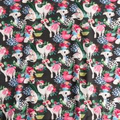 Wonderful soft jersey knit springy floral llama animal pattern custom print cotton lycra fabric