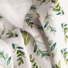 New design popular leaf pattern cotton fabric digital printed for clothes allow custom