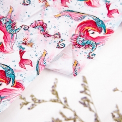 Lovely mermaid pattern textile pretty soft custom reactive digital print 100% cotton woven poplin fabric for baby