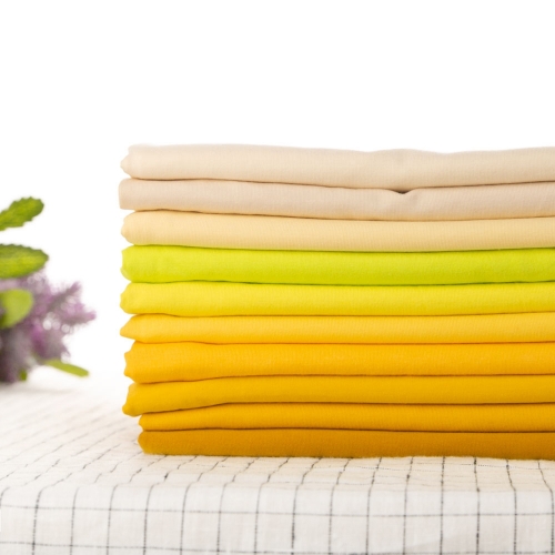 Yellow color smooth touch knit stock 95 cotton 5 spandex fabric