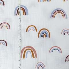 The rainbow pattern custom cotton double gauze print fabric for baby diapers