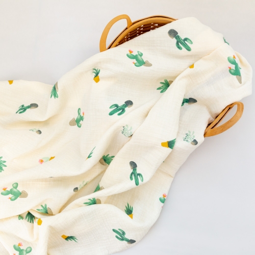 Soft comfortable cactus pattern print pretty soft cotton double gauze muslin cotton gauze fabric