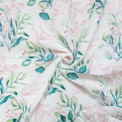 Wholesale small flower print 100 cotton material cotton double gauze muslin blanket fabric