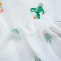 Lightweight soft comfortable cactus pattern print pretty soft cotton double gauze muslin blanket fabric