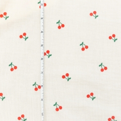 Soft yellow cherry pattern print pretty soft cotton double gauze muslin blanket fabric for baby