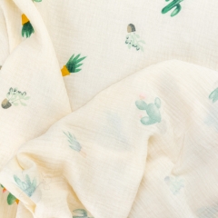 Soft comfortable cactus pattern print pretty soft cotton double gauze muslin cotton gauze fabric