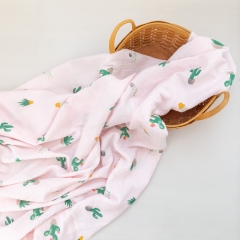 Cactus pattern print pretty soft cotton double gauze muslin cotton gauze fabric for baby