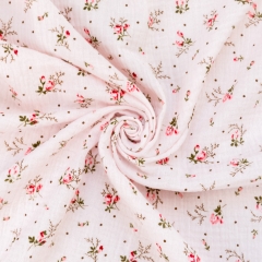 Comfortable prink rose pattern print pretty soft cotton double gauze muslin blanket fabric