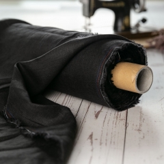 High quality solid oaganic 100% pure black linen fabric for wholesale