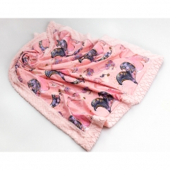 Cute mermaid pattern soft and cozy custom printed cotton lycra baby minky fleece blanket