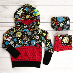 Custom children printed pattern custom stretch cotton fleece hooded baby sweatshirt