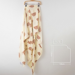 Beautiful boho color custom print so soft newborn baby size bamboo cotton muslin wrap swaddle