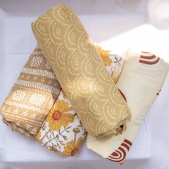 Super soft well made boho print cotton bamboo fiber baby swaddle blanket