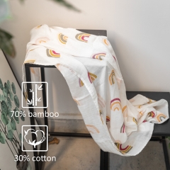 Soft and comfortable boho print custom made newborn baby 70% bamboo 30% cotton muslin swaddle