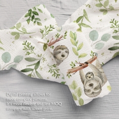 So soft and light weight custom digital printed double cotton gauze crinkle muslin fabric for baby clothes