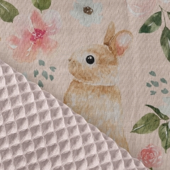 beautiful made and lightweight for summer cute custom bunny print organic cotton waffle weave muslin baby blanket