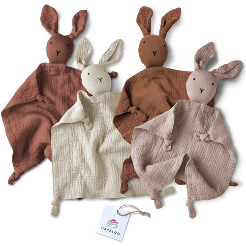 Custom very well made so soft 100% organic cotton muslin baby comfort toy bunny security blanket