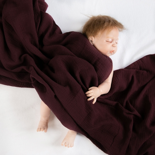 Plain dyed pattern super soft cotton muslin babies swaddle blanket