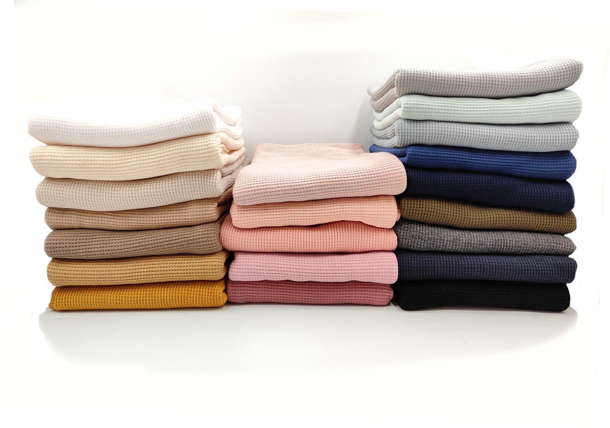 Multiple colors 100% cotton waffle knit fabrics